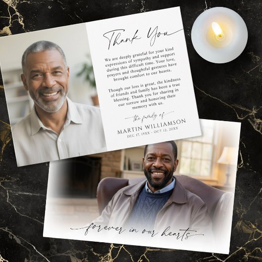 Modern Funeral Script Thank You 2 Photos サンキューカード