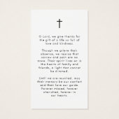 Modern Funeral Sympathy Photo Cross Prayer Card (裏面)