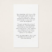 Modern Funeral Sympathy Photo Prayer Card (裏面)