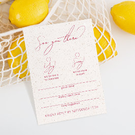 Modern Funny Calligraphy White & Magenta RSVP Card