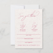 Modern Funny Calligraphy White & Magenta RSVP Card (正面)