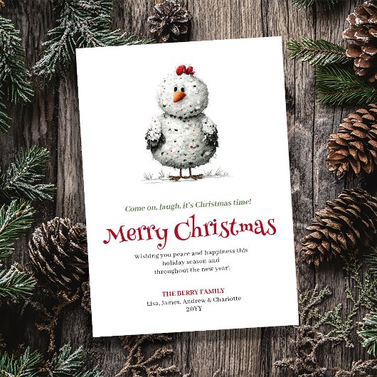 Modern Funny Chickens Holiday Greeting Card シーズンカード