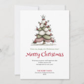 Modern Funny Christmas Tree Watercolor Greeting シーズンカード (正面)