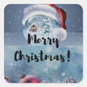 Modern funny cute Christmas reindeer      スクエアシール (正面)