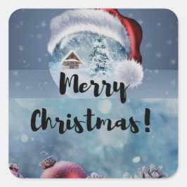 Modern funny cute Christmas reindeer      スクエアシール