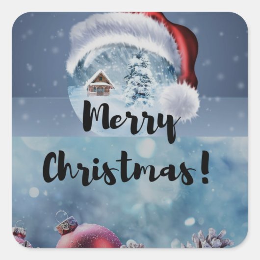 Modern funny cute Christmas reindeer      スクエアシール (正面)