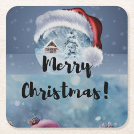 Modern funny cute Christmas reindeer      スクエアペーパーコースター