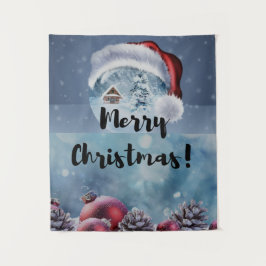 Modern funny cute Christmas reindeer      タペストリー