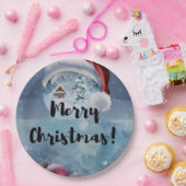 Modern funny cute Christmas reindeer      ペーパープレート (パーティー)