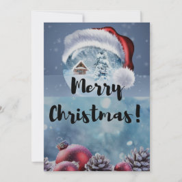 Modern funny cute Christmas reindeer      招待状