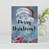 Modern funny cute Christmas reindeer 招待状 (スタンド正面)