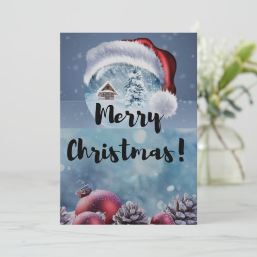 Modern funny cute Christmas reindeer      招待状 (スタンド正面)