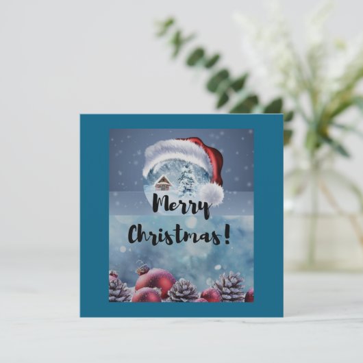 Modern funny cute Christmas reindeer      招待状 (スタンド正面)