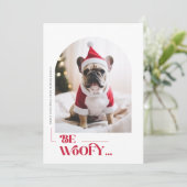 Modern Funny Dog Pet Arch Photo Christmas シーズンカード (スタンド正面)