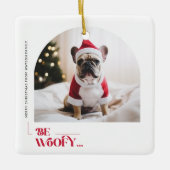 Modern Funny Family Pet Dog Arch Photo Christmas セラミックオーナメント (正面)