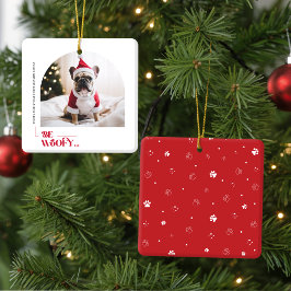 Modern Funny Family Pet Dog Arch Photo Christmas セラミックオーナメント