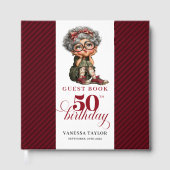 Modern Funny Lady 50th Birthday Humor Cartoon Book ゲストブック (正面)