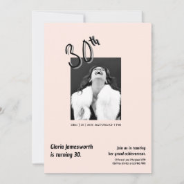 Modern Funny Light Pink Photo 30th Brithday 招待状