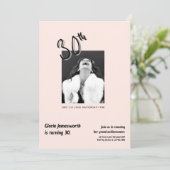 Modern Funny Light Pink Photo 30th Brithday 招待状 (スタンド正面)