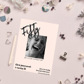 Modern Funny Light Pink Photo 50th Birthday  招待状