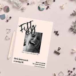 Modern Funny Light Pink Photo 50th Birthday  招待状