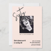 Modern Funny Light Pink Photo 60th Birthday 招待状 (正面)