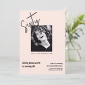 Modern Funny Light Pink Photo 60th Birthday 招待状 (スタンド正面)