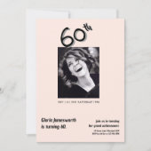 Modern Funny Light Pink Photo 60th Birthday  招待状 (正面)