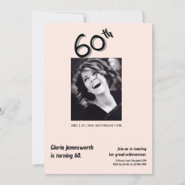 Modern Funny Light Pink Photo 60th Birthday  招待状