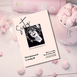 Modern Funny Light Pink Photo 60th Birthday  招待状