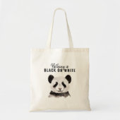 Modern Funny Panda Black And White With Quote トートバッグ (正面)
