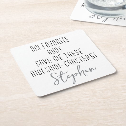 Modern Funny Personalized to Nephew from Aunt スクエアペーパーコースター (アングル)