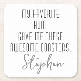 Modern Funny Personalized to Nephew from Aunt スクエアペーパーコースター