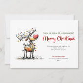 Modern Funny Reindeer Christmas Greeting Card シーズンカード (正面)