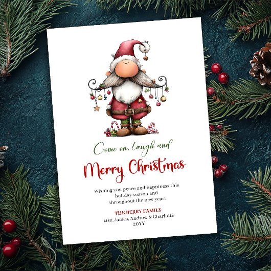 Modern Funny Santa Hand Drawn Festive Greeting シーズンカード