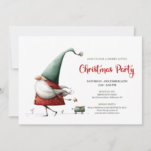 Modern Funny Santa Minimalist Christmas Invitation 招待状 (正面)