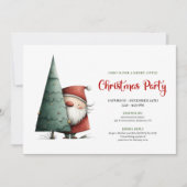 Modern Funny Santa Red Green Christmas Invitation 招待状 (正面)