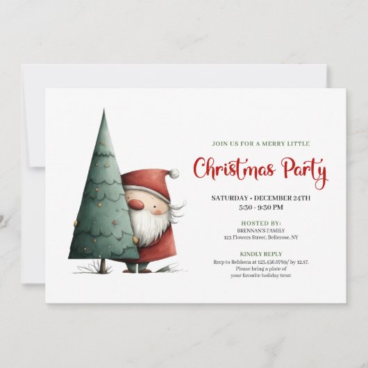 Modern Funny Santa Red Green Christmas Invitation 招待状 (正面)