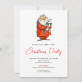 Modern Funny Santa Red Green Holiday Invitation 招待状 (正面)