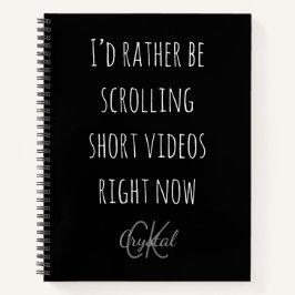 Modern Funny Scrolling Short Videos Quote Monogram ノートブック