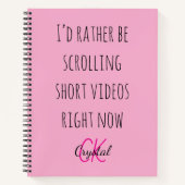 Modern Funny Scrolling Short Videos Quote Monogram ノートブック (正面)