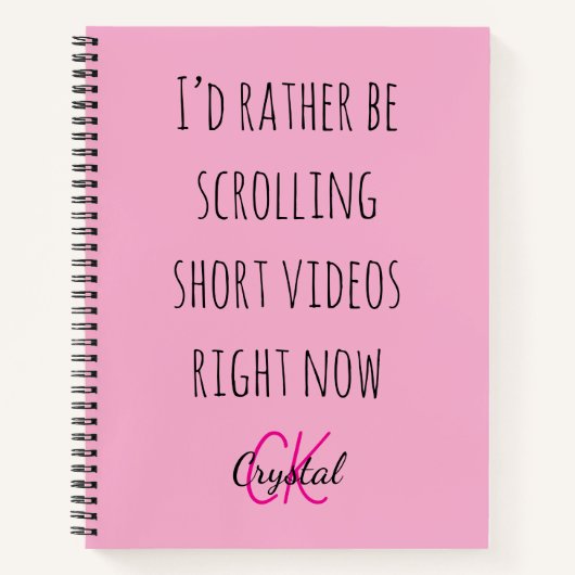 Modern Funny Scrolling Short Videos Quote Monogram ノートブック (正面)