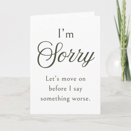 Modern Funny Sorry Card | Minimalist Style Apology カード (正面)