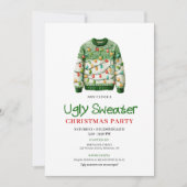 Modern Funny Ugly Sweater Holiday Invitation 招待状 (正面)