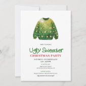Modern Funny Ugly Sweater Xmas Party Card 招待状 (正面)