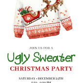 Modern Funny Ugly Sweater Xmas Party Card 招待状