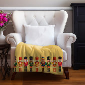 Modern Funny Unique Nutcracker Christmas Gold フリースブランケット