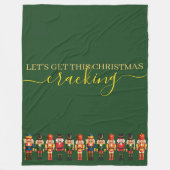 Modern Funny Unique Nutcracker Christmas Green フリースブランケット (正面)