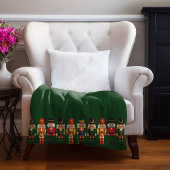 Modern Funny Unique Nutcracker Christmas Green フリースブランケット