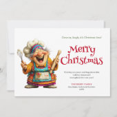 Modern Funny Woman Crazy Christmas Comic Style シーズンカード (正面)